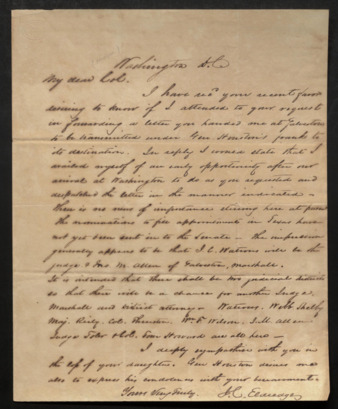 Letter from J. C. Eldredge to James Morgan regarding the status of a favor that Morgan requested