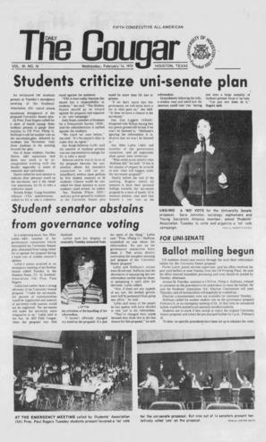The Daily Cougar. Vol. 39, No. 70, February 14, 1973.