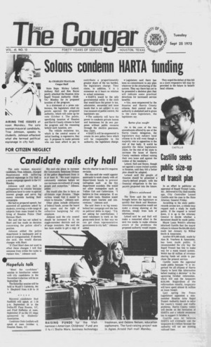 The Daily Cougar. Vol. 40, No. 13, September 25, 1973.