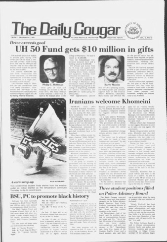 The Daily Cougar. Vol. 45, No. 83, February 2, 1979.