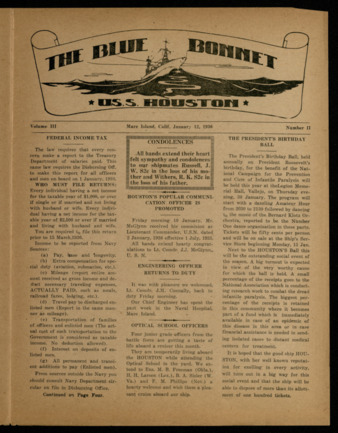 The Blue Bonnet, Vol. 3, No. 2, January 12, 1936