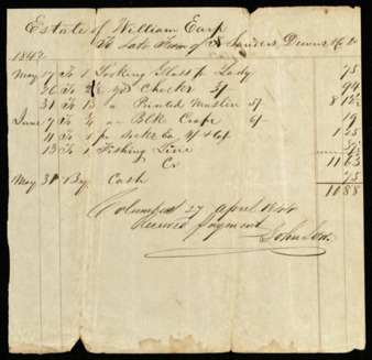 Bill from Dewees Sanders & Co. to William Earp