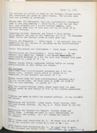 Hardbound Senate Journal, House of Representatives, Minutes, March 11, 1963