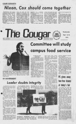 The Daily Cougar. Vol. 40, No. 8, September 14 -16, 1973.