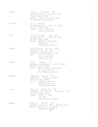 Prisoners of War (POWs), deceased