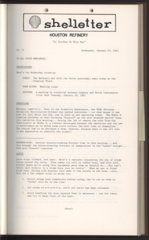 Shelletter, No. 71, January 23, 1963 