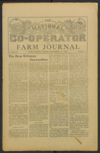 The National Co-Operator and Farm Journal, Vol. 30, No. 4, November 19, 1908