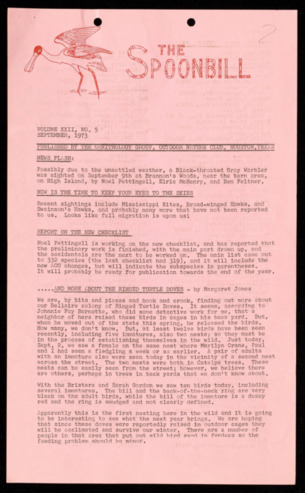 The Spoonbill, Vol. 22, No. 5, September 1973