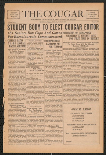 The Cougar, Vol. 3, No. 33, May 28, 1937