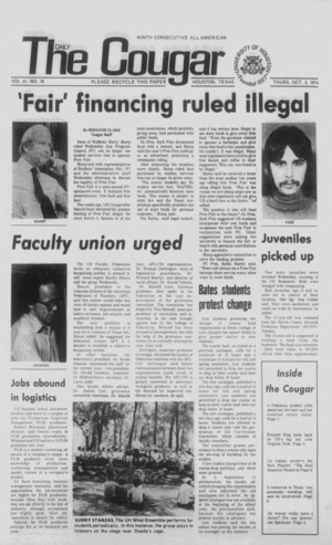 The Daily Cougar. Vol. 41, No. 18, October 3, 1974.