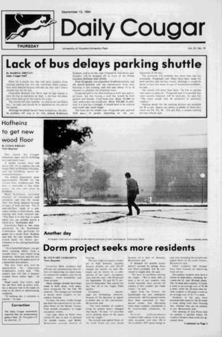 The Daily Cougar. Vol. 51, No. 10, September 13, 1984.