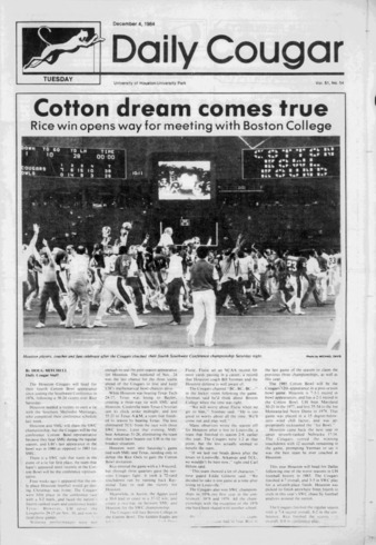 The Daily Cougar. Vol. 51, No. 54, December 4, 1984.