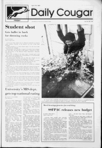 The Daily Cougar. Vol. 51, No. 106, April 19, 1985.