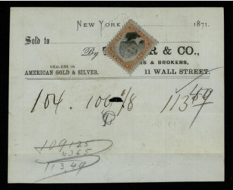 Receipt for gold and silver purchase, likely belonging to Abel Adams