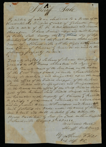 Sheriff's sale decree for land lots in Bell County