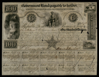 Republic of Texas Government Bond to Charles DeMorse