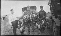 Group of hunters pose with ducks