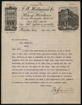 Letter from F. A. Heitmann to I. Austin Miller, 1900 July 16