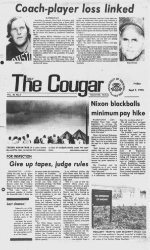The Daily Cougar. Vol, 40, No. 4, September 7, 1973.