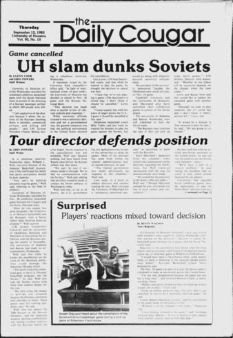 The Daily Cougar. Vol. 50, No. 10, September 15, 1983.