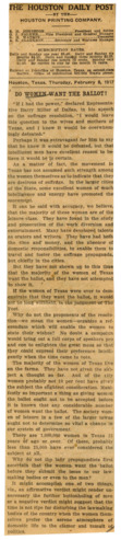 Do Women Want The Ballot?, The Houston Daily Post, February 8, 1917