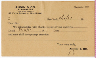 Receipt from Annin & Co.