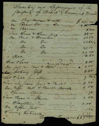 Inventory and appraisement of the property of Robert J. Cummings