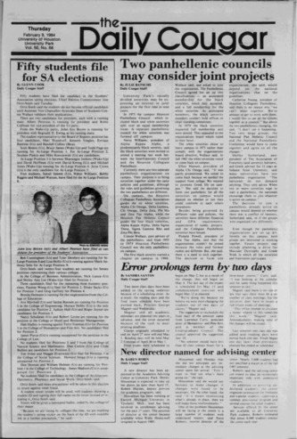 The Daily Cougar. Vol. 50, No. 68, February 9, 1984.