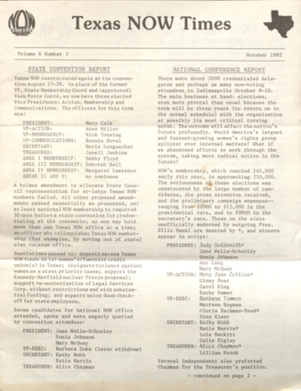 Texas NOW Times, Vol. 6, No. 3, October 1982