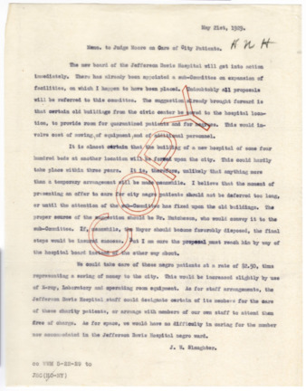 Memorandum from J. W. Slaughter to W. W. Moore