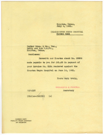 Letter from R. E. Powell to Parker Bros. & Co., Inc., 1931 July 6