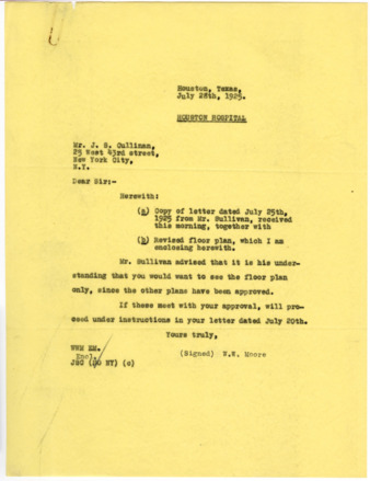 Letter from W. W. Moore to J. S. Cullinan, 1925 July 28