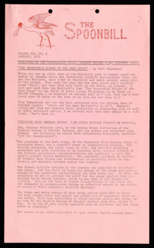 The Spoonbill, Vol. 21, No. 9, January 1973