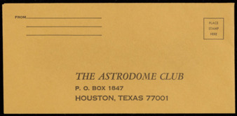 Envelope addressed to the Astrodome Club
