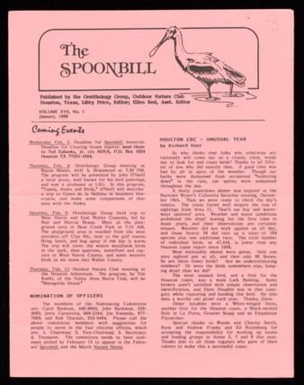 The Spoonbill, Vol. [37], No. 1, January 1988