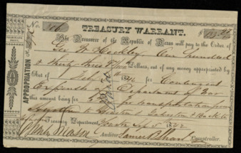 Treasury warrant for George Washington Hockley