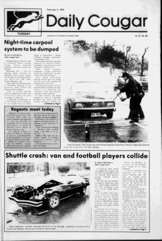 The Daily Cougar. Vol. 51, No. 68, February 5, 1985.