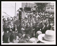 Lyndon B. Johnson and Adolfo López Mateos greet each other