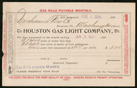Bill from Houston Gas Light Company to Mechanic Fire Company