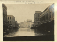 Flooded street in Downtown Houston