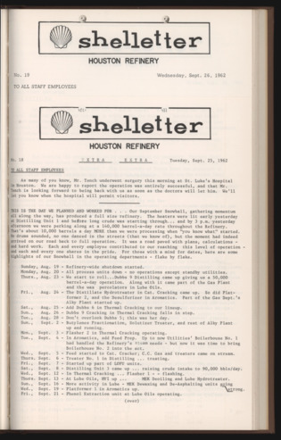 Shelletter, No. 18, September 25, 1962, Extra, Extra