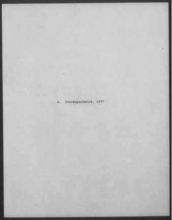Mary Myart Malott Correspondence, 1977