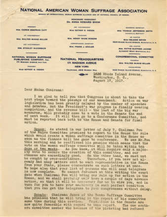 Letter from Mrs. Frank M. Roessing to the Madam Chairman