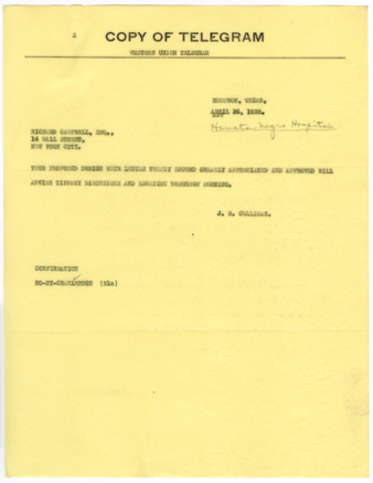 Telegram from J. S. Cullinan to Richard Campbell
