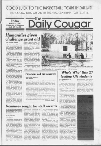 The Daily Cougar. Vol. 49, No. 86, March 11, 1983. 