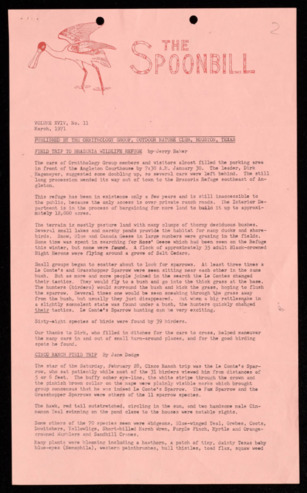 The Spoonbill, Vol. 19, No. 11, March 1971