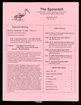 The Spoonbill, Vol. 55, No. 7, September 2006