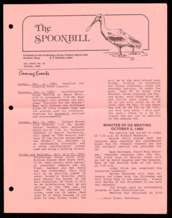 The Spoonbill, Vol. 34, No. 10, October 1985
