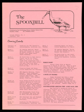 The Spoonbill, Vol. 33, No. 2, February 1984