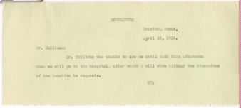 Memorandum from W. T. S. to Mr. Cullinan, 1926 April 26